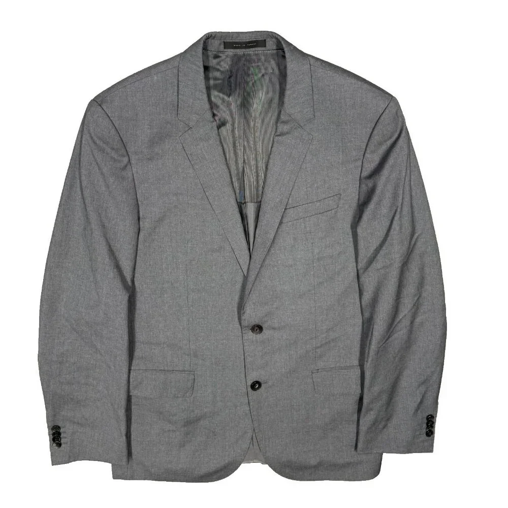 Hugo Boss Blazer Guabello 130s Wool Sport Coat Sharkskin Grey Huge/Genius 40R - Picture 1 of 12